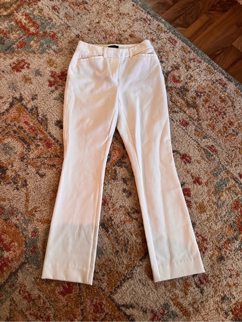 White House Black Market Cream Boot-Cut Dress Pants